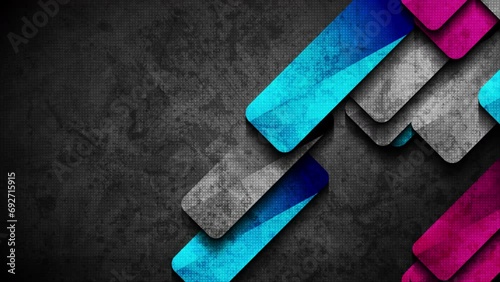 Black, blue and violet abstract geometric grunge corporate background. Seamless looping motion design. Video animation Ultra HD 4K 3840x2160 photo