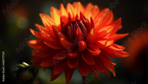 Vibrant dahlia blossom, a burst of pink and yellow beauty generated by AI