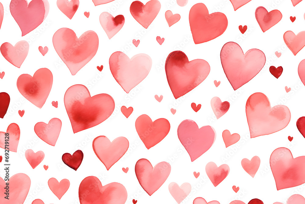 Pink heart patterns on a white background