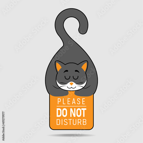 door hanger in the shape of a sleeping cat, vector illustration