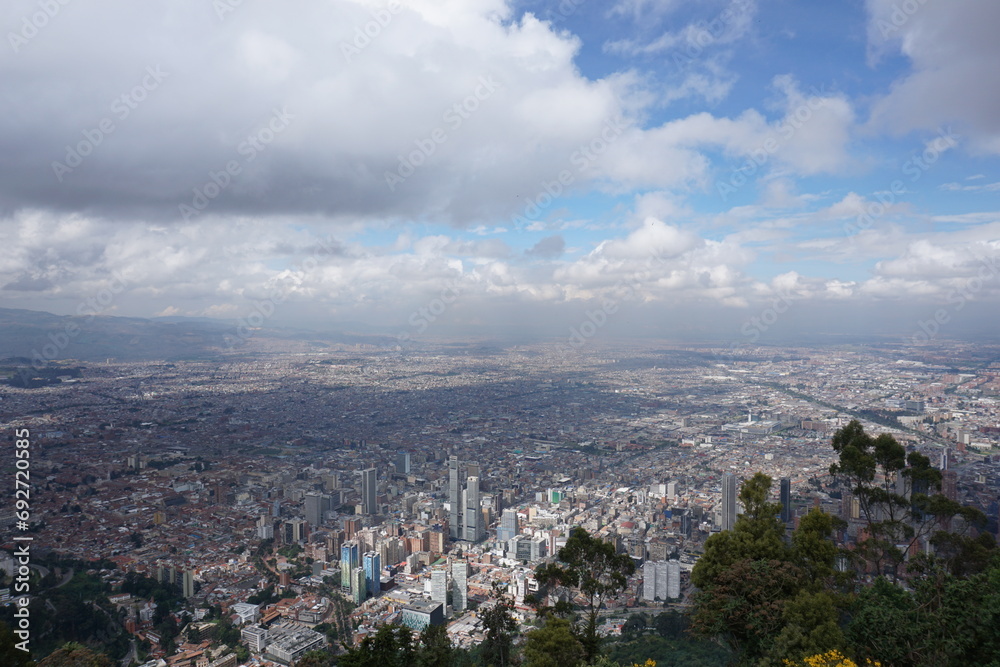 View from Monserrate view point hill Cerro de Monserrate onto Bogota, Colombia