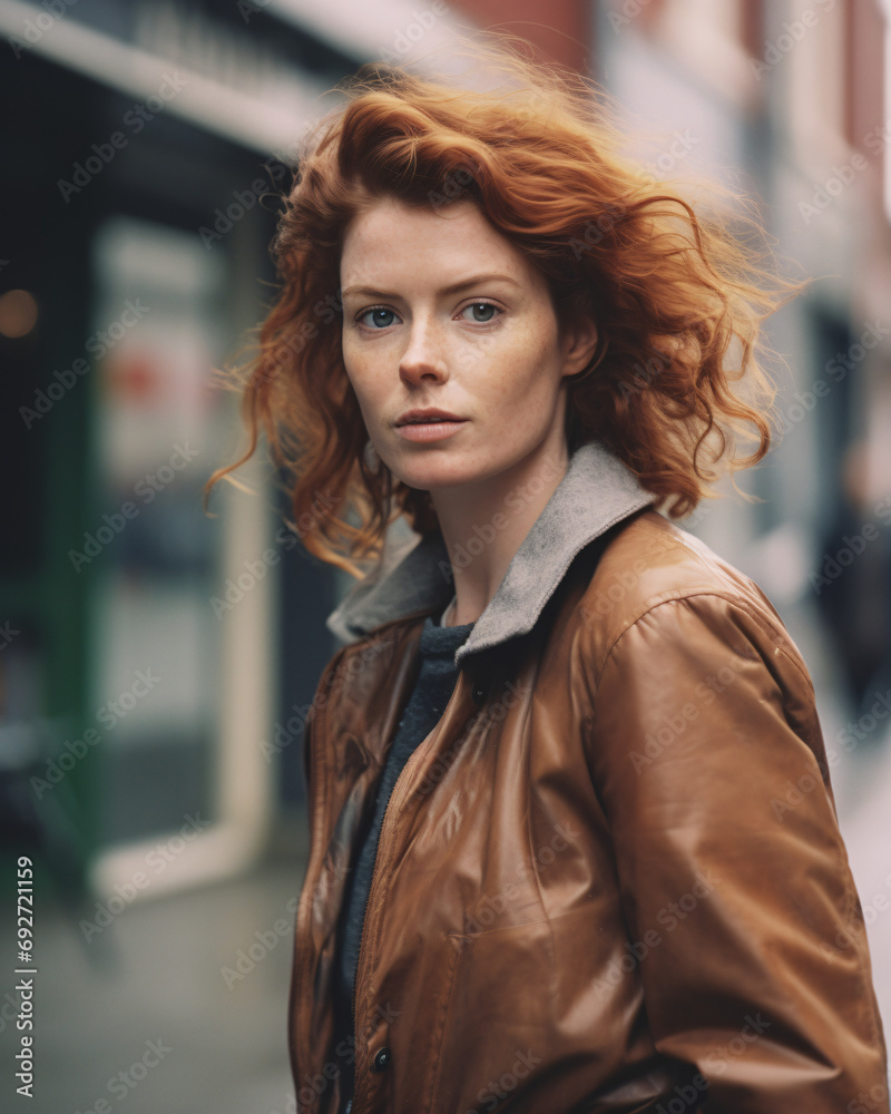 Street photography. A beautifull and authentic average woman. Generated ...