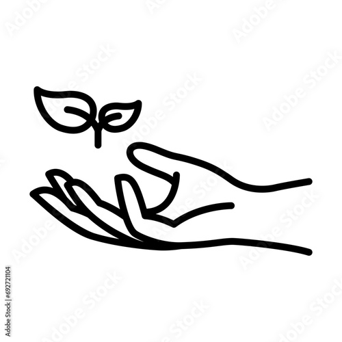 Hand offering tree, a symbol of giving life support. Hand offering tree icon