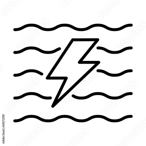 Hydroelectric power. Symbols of electricity and water flow