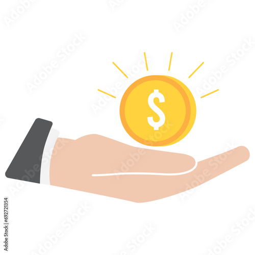 Hand holding a coin Finance icon Vector © laudiseno