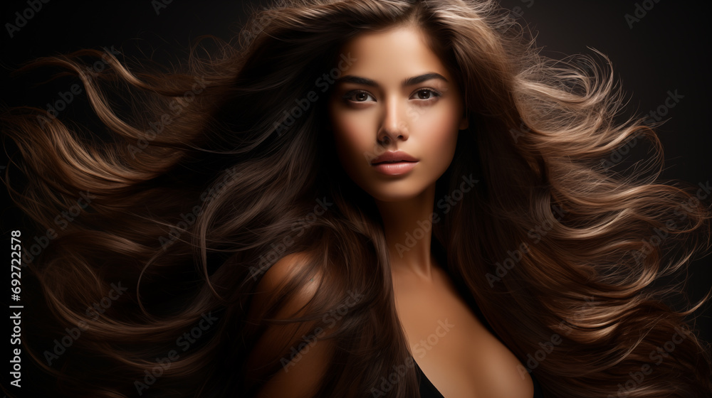 Woman with Flowing Hair and Dramatic Lighting