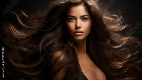 Woman with Flowing Hair and Dramatic Lighting