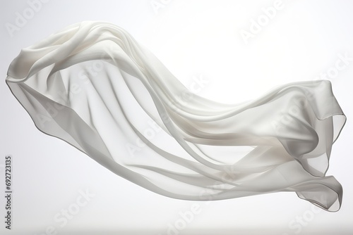 background white cloth elegant Smooth foulard clothes motion levitation beige cream transparent float silk fabric wind isolated satin shadow flutter colours material wave textile soft light photo