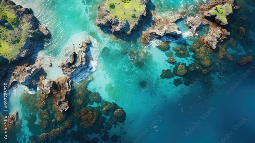 marine fringing reefs landscape illustration ecosystem biodiversity
