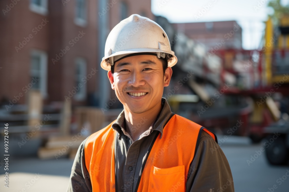 Smiling portrait of male construction worker at site Smiling portrait of male construction worker at site