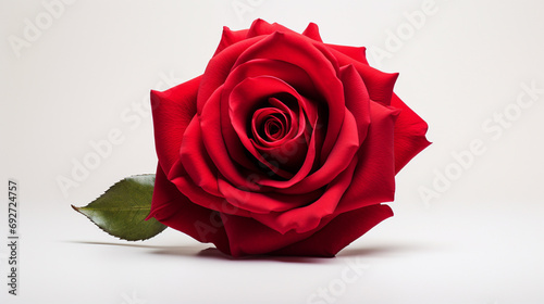 Behold the allure of a single red rose standing alone against a pure white background  each petal and curve captured in exquisite detail with an HD camera.