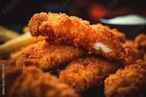 Close up golden chicken tenders photo