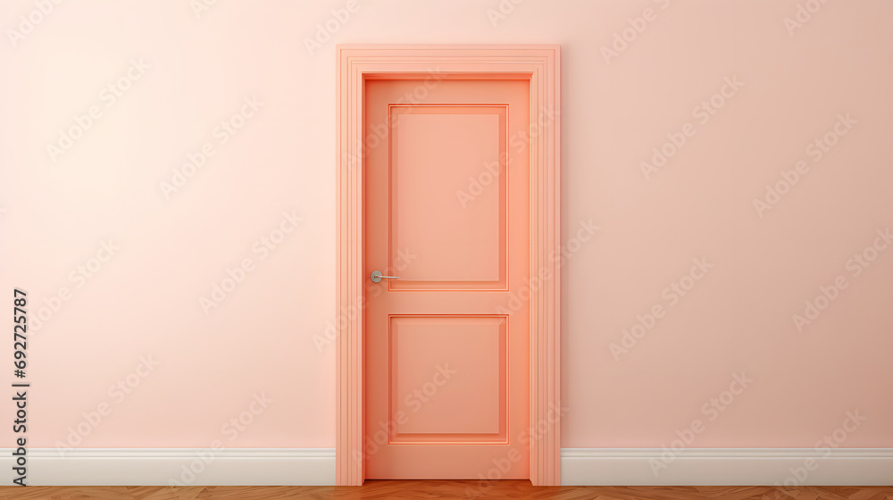 Classic Peach Panel Door in a Minimalist Room Classic Peach Panel Door in a Minimalist Room