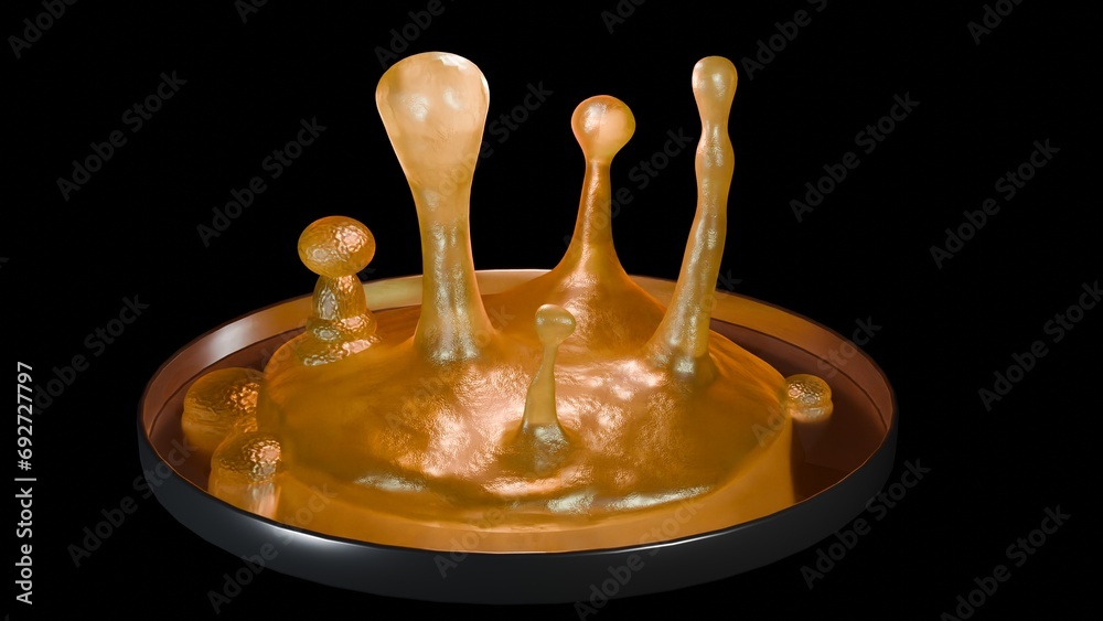 Gelatinous silicone life form growing in laboratory. Synthetic life