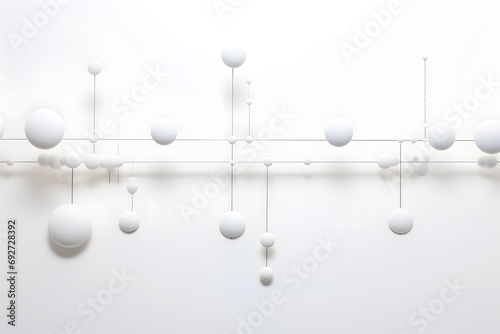 White spheres in a linear pattern on a gradient background wallpaper with reflections