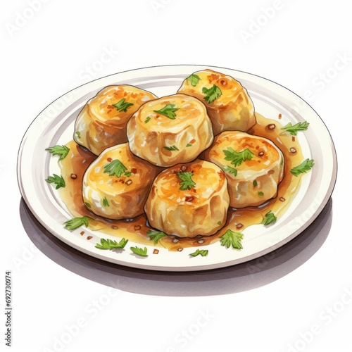 Delicious Lithuanian Cepelinai Potato Dumplings with Meat Filling AI Generated