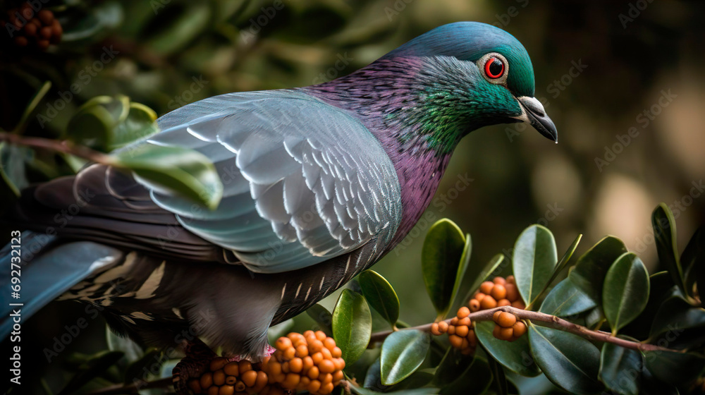 Obraz premium Pigeon dove bird sitting on the tree. Nature background.