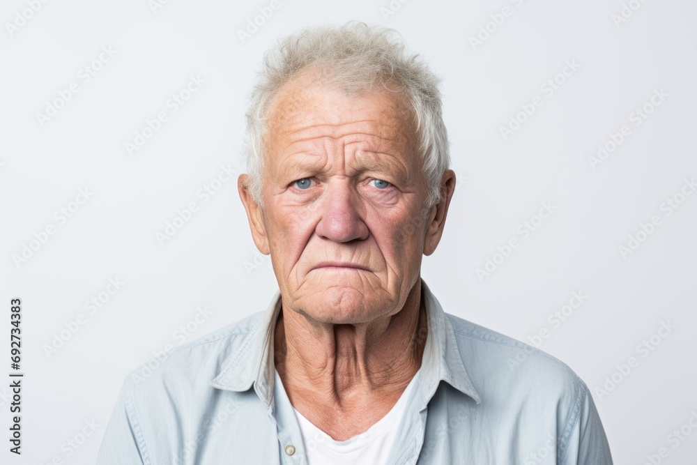 Portrait of a sad senior man. Isolated on white background. Portrait of a sad senior man. Isolated on white background.