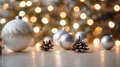 Christmas holiday  Christmas decorations  balls  bokeh. New year and Christmas concept.