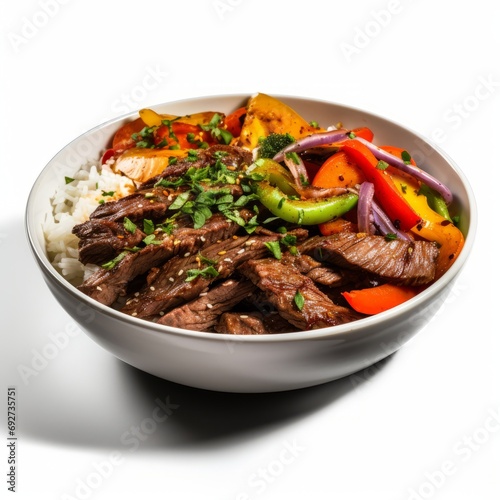 Delicious Peruvian Lomo Saltado Stir-Fried Beef with Vegetables AI Generated
