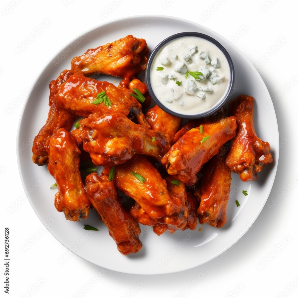 Delicious American Buffalo Wings with Blue Cheese Dip AI Generated