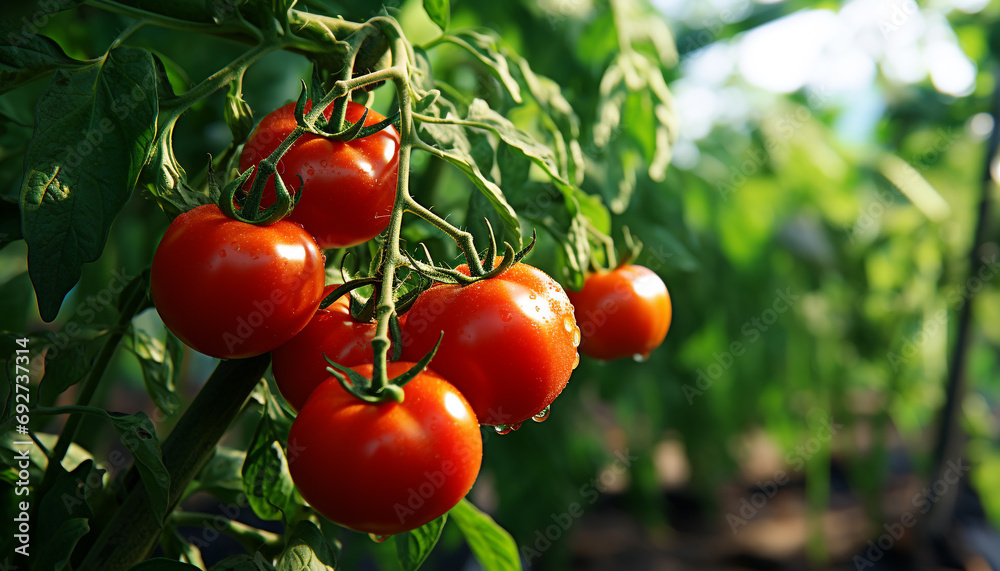 Fresh tomato, vegetable growth, healthy eating, organic food generated by AI
