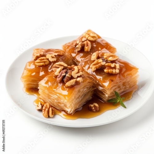 Delicious Greek Baklava with Honey and Nuts AI Generated