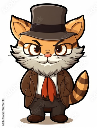 Cartoon sticker sweet kitten dressed as a Hasidic Jew, AI