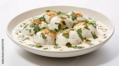 Delicious Indian Dahi Vada Lentil Dumplings in Yogurt AI Generated