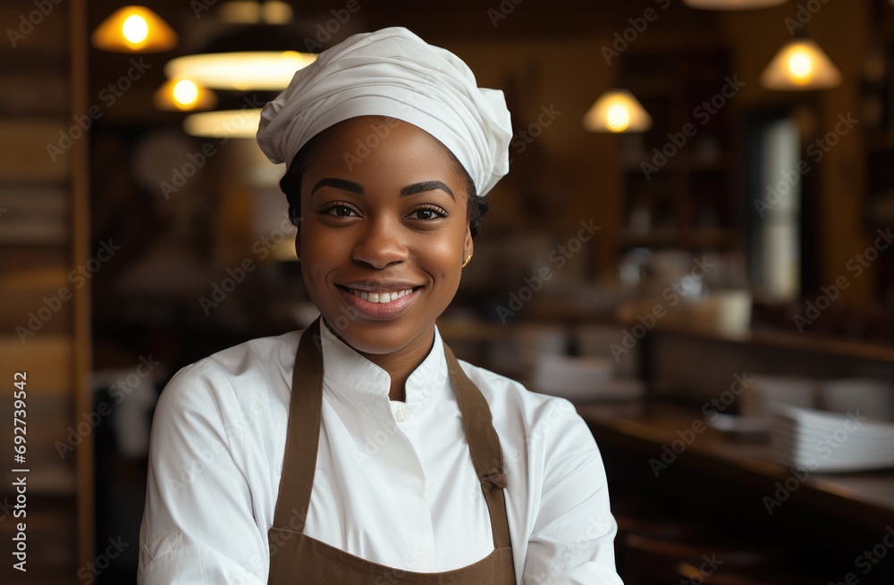 a portrait of a chef standing in the kitchen a portrait of a chef standing in the kitchen