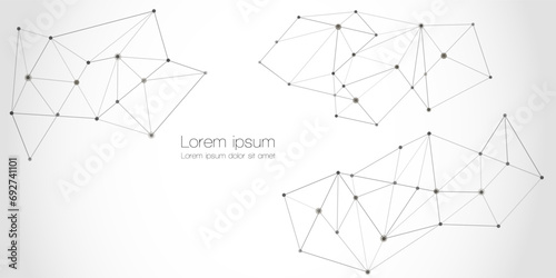 Abstract technology Network nodes, digital connection background with polygonal shapes on white Vector. science technology, data structure, connected points, web.