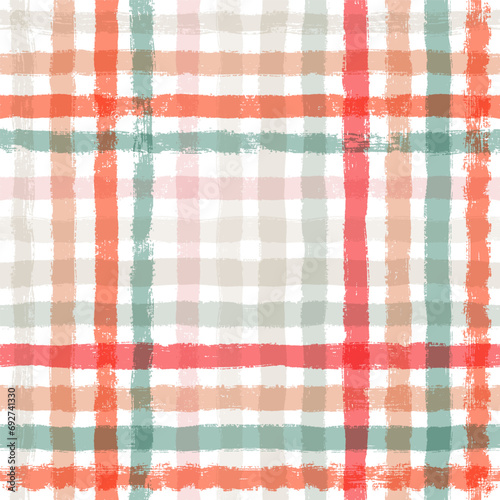 Seamless stripe pattern. Hand drawn vector stripes background, red, pink, orange and green girly brush strokes, cute spring paintbrush line backdrop