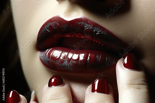 nails lips Closeup affair angel art beauty cosmetic dark desire erotic face fashion fetish full girl gothic head kiss cat lip lipstick love lover lush lust constructed make-up mark mouth mysterious photo