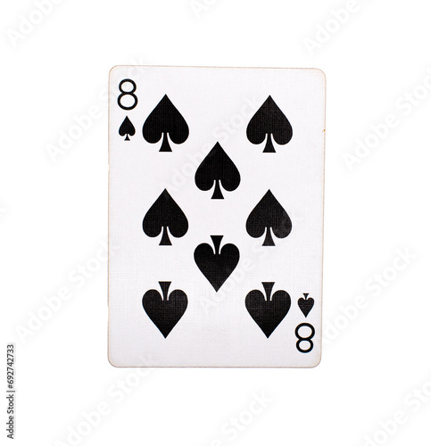 Eight of Spades playing card on a transparent background 
