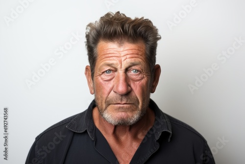 Portrait of a senior man with angry face looking at the camera © Iigo