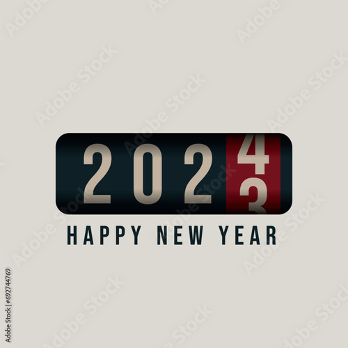 Happy new year 2024 design. With colorful truncated number illustrations. Premium vector design for poster, banner, greeting and new year 2024 celebration.