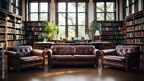 old university library, bookshelves, reading nooks, historic, intellectual, studious atmosphere, quiet, dim ambient light, academic photography style