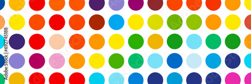 Abstract colorful banner with polka dot pattern isolated on transparent background. PNG file.  photo