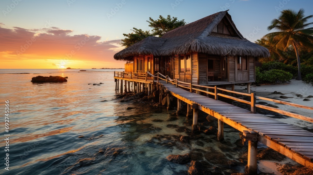 tropical_island_overwater_bungalow_clear_blue_sea