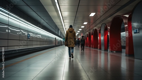 One in the underground crossing: a person walking alone