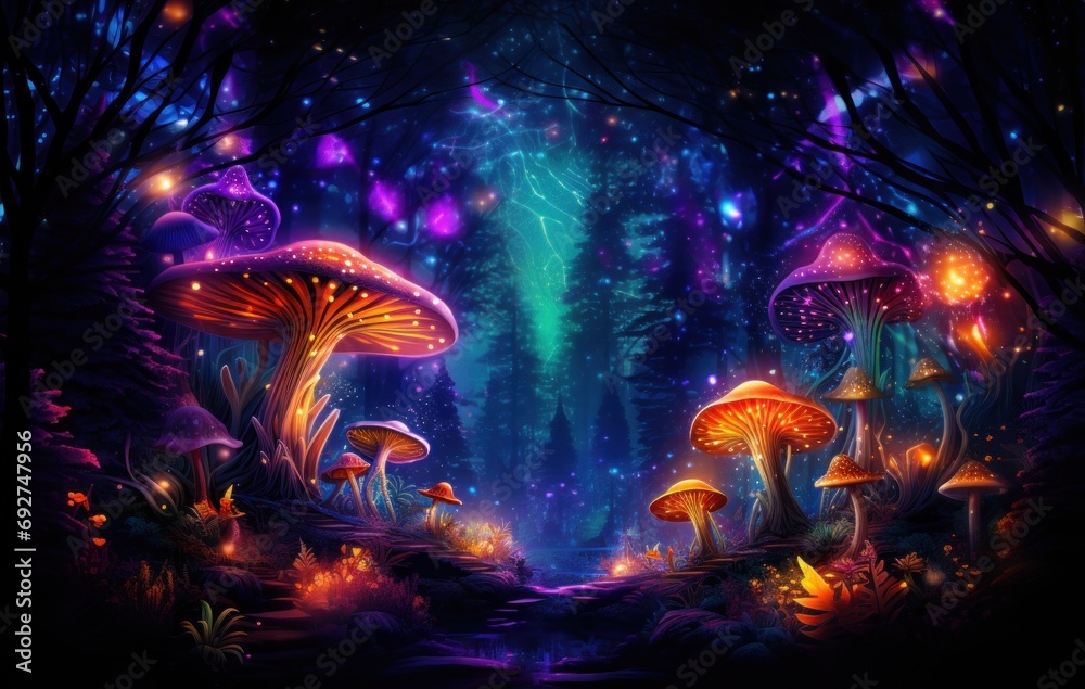 some mushrooms in the dark forest