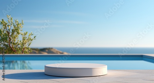 outdoor circular waterproof pad for swimmingpool © olegganko