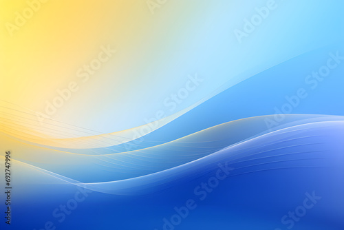 Abstract blue waves with yellow sunlight effect