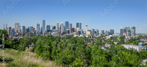 Panorama of Downtown Calgary in Alberta, Canada.