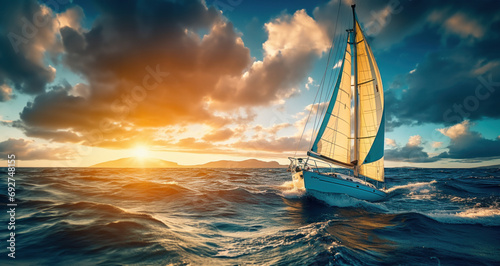 sailing sailboat in the ocean