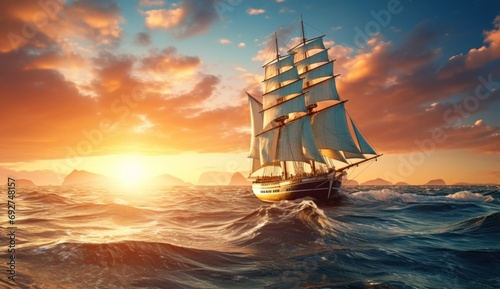 sailing sailboat in the ocean