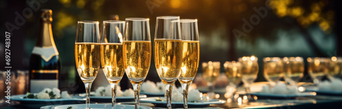 some bottles of champagne are sitting on a table