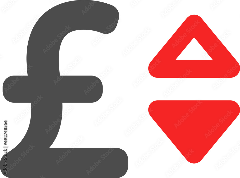 Fototapeta premium British pound, GBP with down arrow currency exchange rate