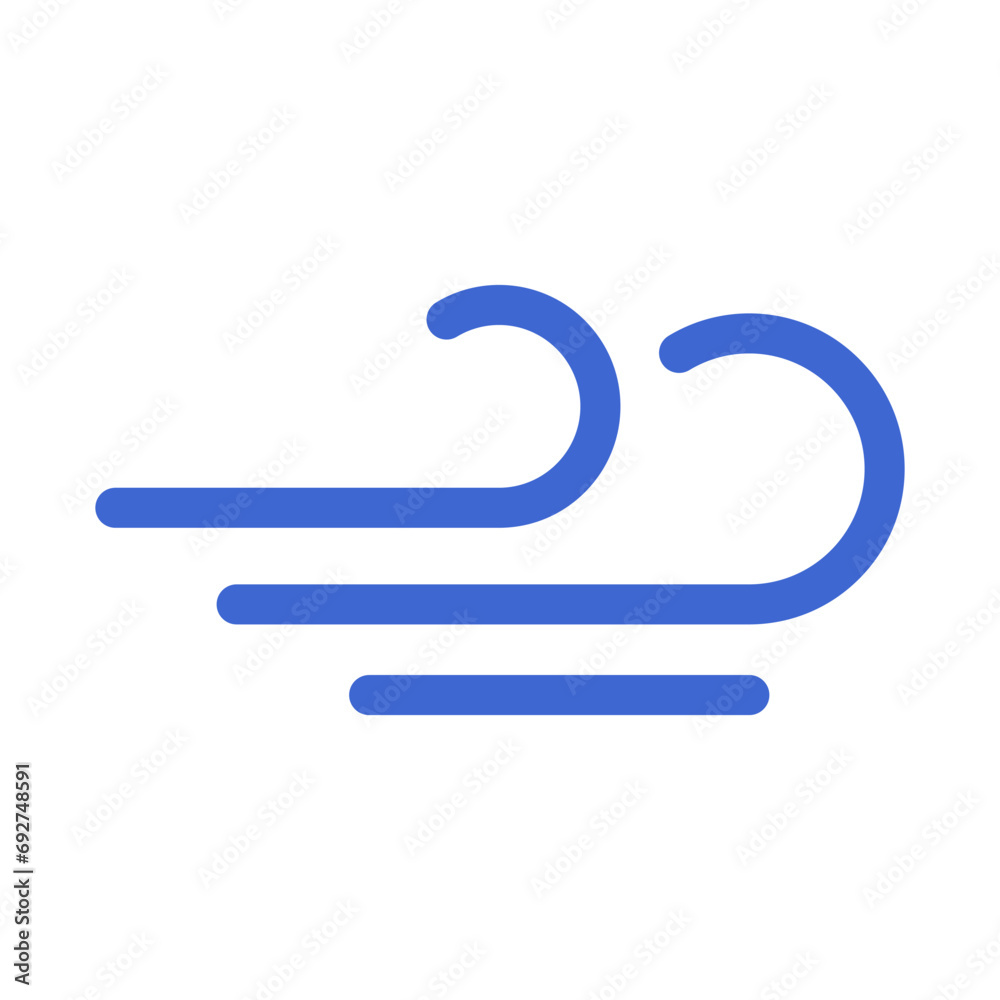 Icon of wind for weather forecast app on white background Icon of wind for weather forecast app on white background