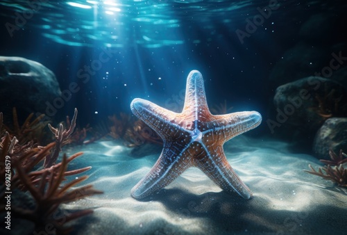 the starfish is coming to the surface of the water